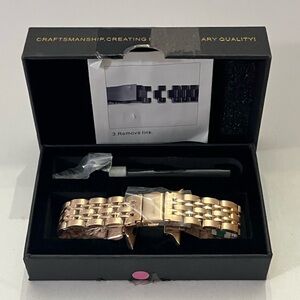 FiNESTONE Rose Gold Band for Apple Watch, Stainless Steel Band 42/44mm